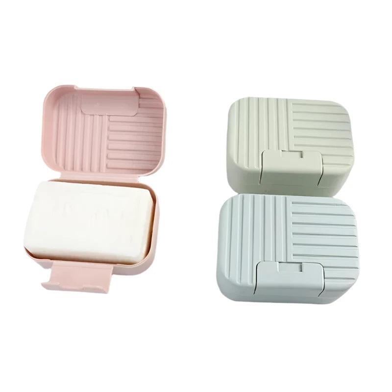 Soap Box Dish Plate with Lid Lock Sealed Travel Hiking Leakproof Container Holder Home Shower Bathroom Storage Cover Case