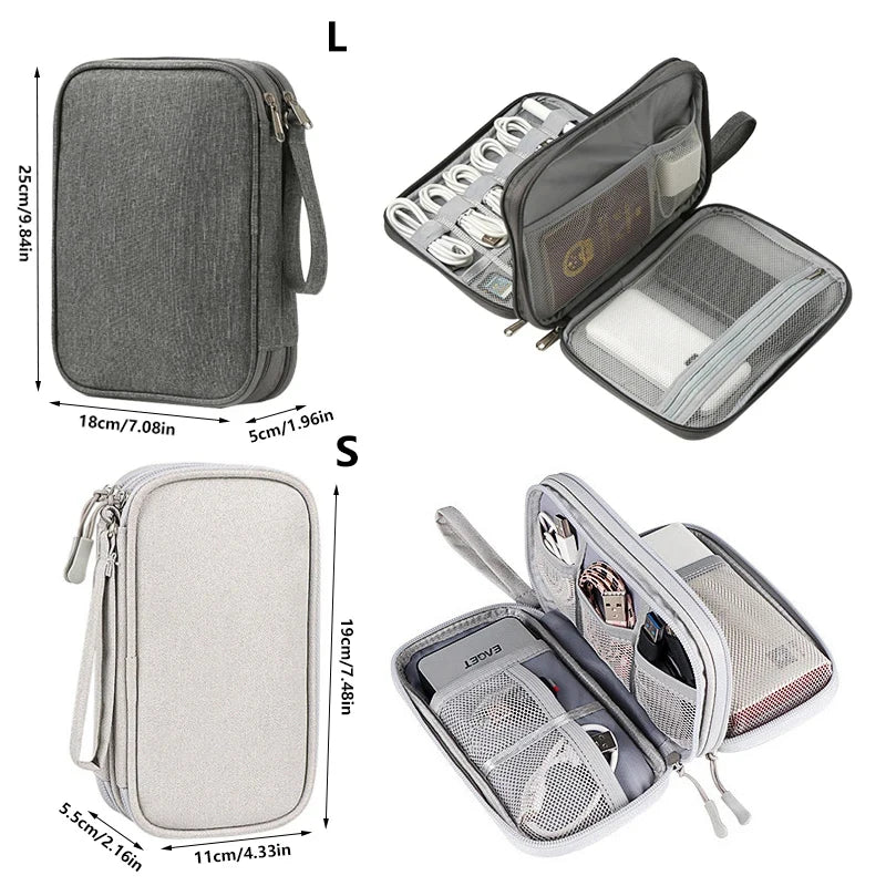 Digital Product Storage Bag Shockproof USB Data Line Charger Plug Organizer Bag Portable Travel Cable Management Cable Organizer