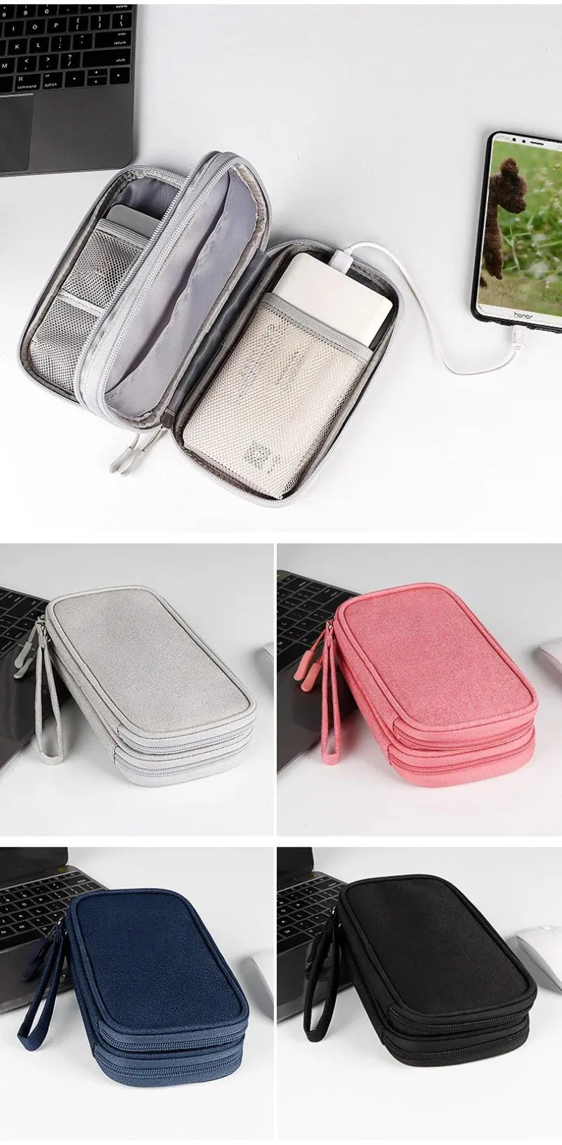 Travel Wallet Passport Holder Multifunctional Data Cable Storage Bag Digital Organizer Waterproof Earphone Protective Cover