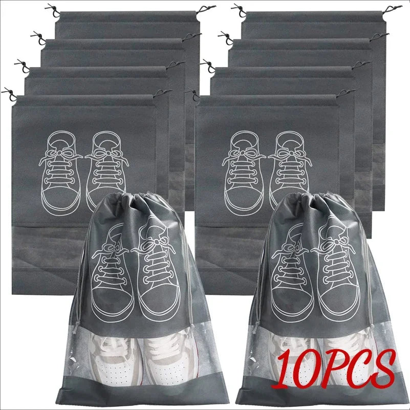 Shoes Storage Organizer Bags Non-woven Travel Portable Closet Bag Waterproof Pocket Clothing Tranparent Hanging Bag