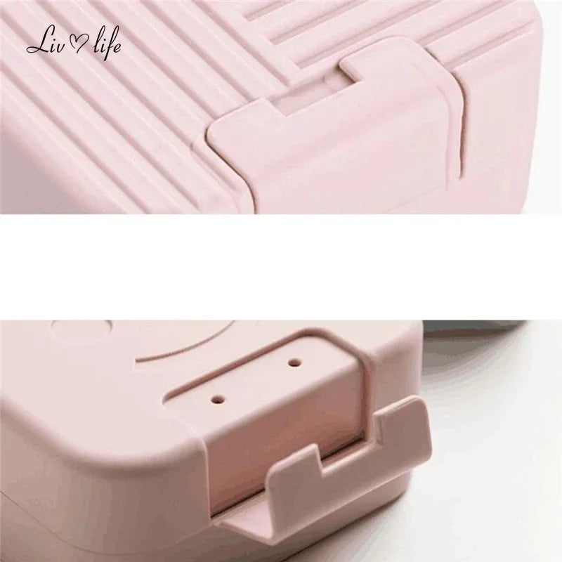 Soap Box Dish Plate with Lid Lock Sealed Travel Hiking Leakproof Container Holder Home Shower Bathroom Storage Cover Case