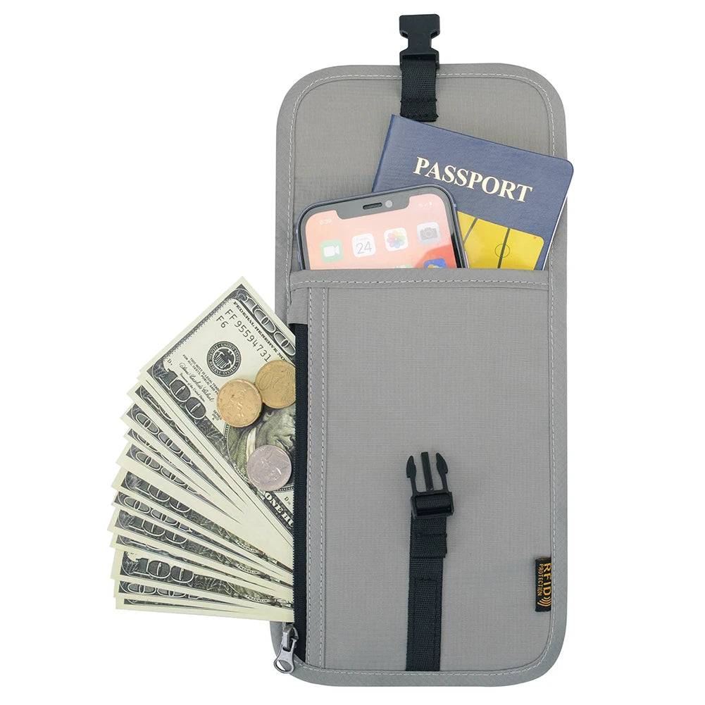 Waterproof Travel Passport Holder Bags Anti-theft Document Storage Bags Nylon Portable RFID ID Credit Card Organizer Neck Pouch