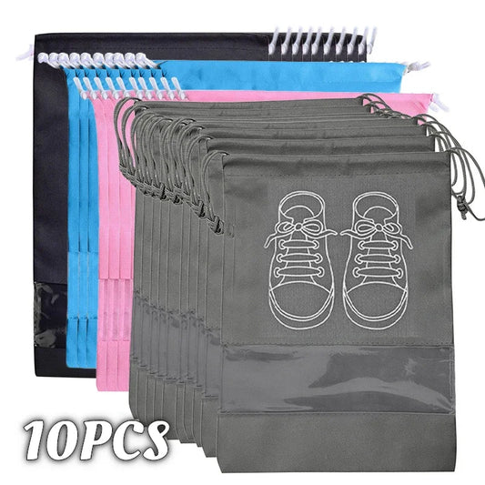 Shoes Storage Organizer Bags Non-woven Travel Portable Closet Bag Waterproof Pocket Clothing Tranparent Hanging Bag