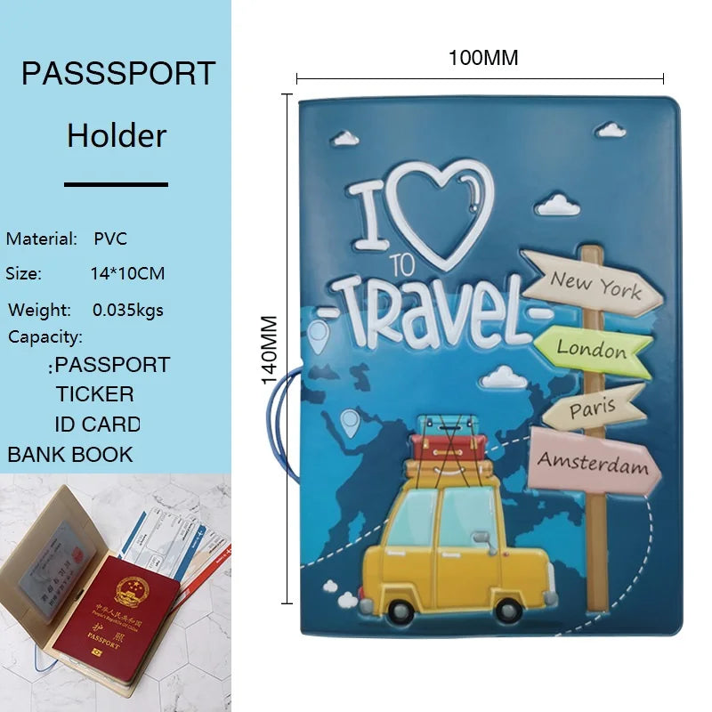 Fashion Emboss Women's Passport Cover  Print Girls Boys ID Card Holder Travel Ticket Passport Case Drop Shipping