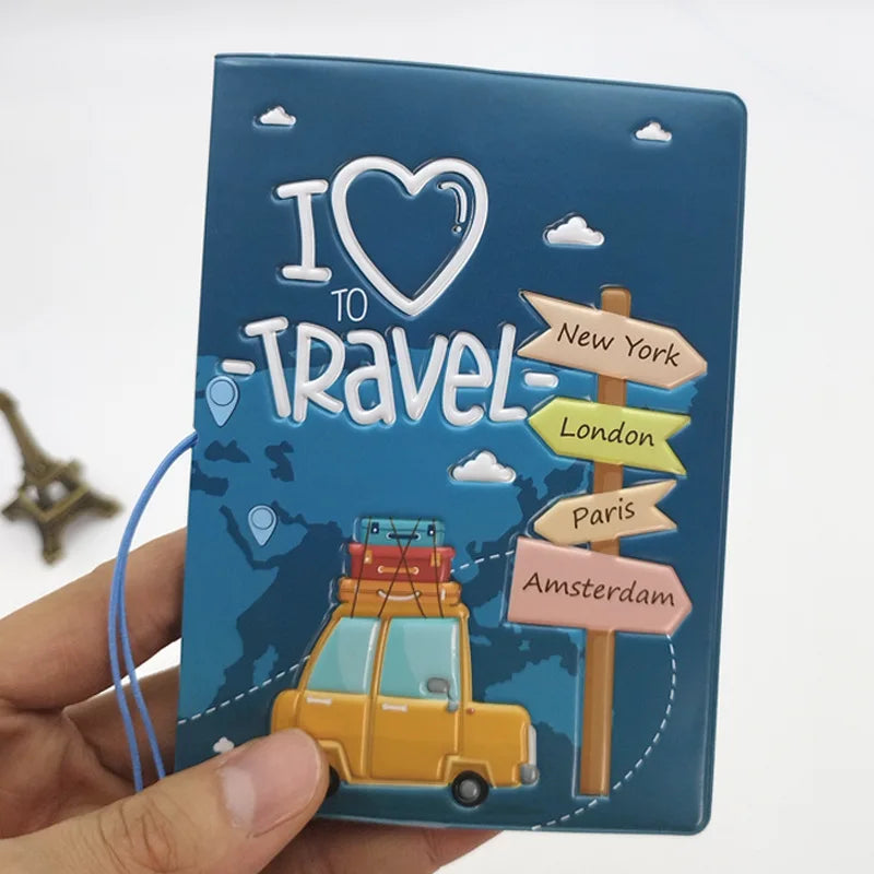 Fashion Emboss Women's Passport Cover  Print Girls Boys ID Card Holder Travel Ticket Passport Case Drop Shipping