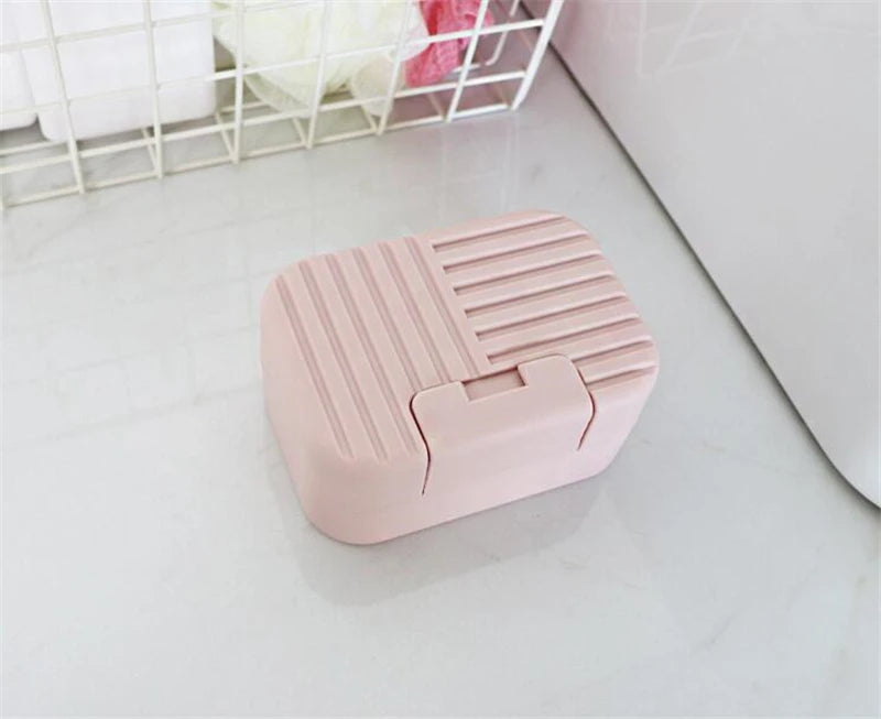 Soap Box Dish Plate with Lid Lock Sealed Travel Hiking Leakproof Container Holder Home Shower Bathroom Storage Cover Case