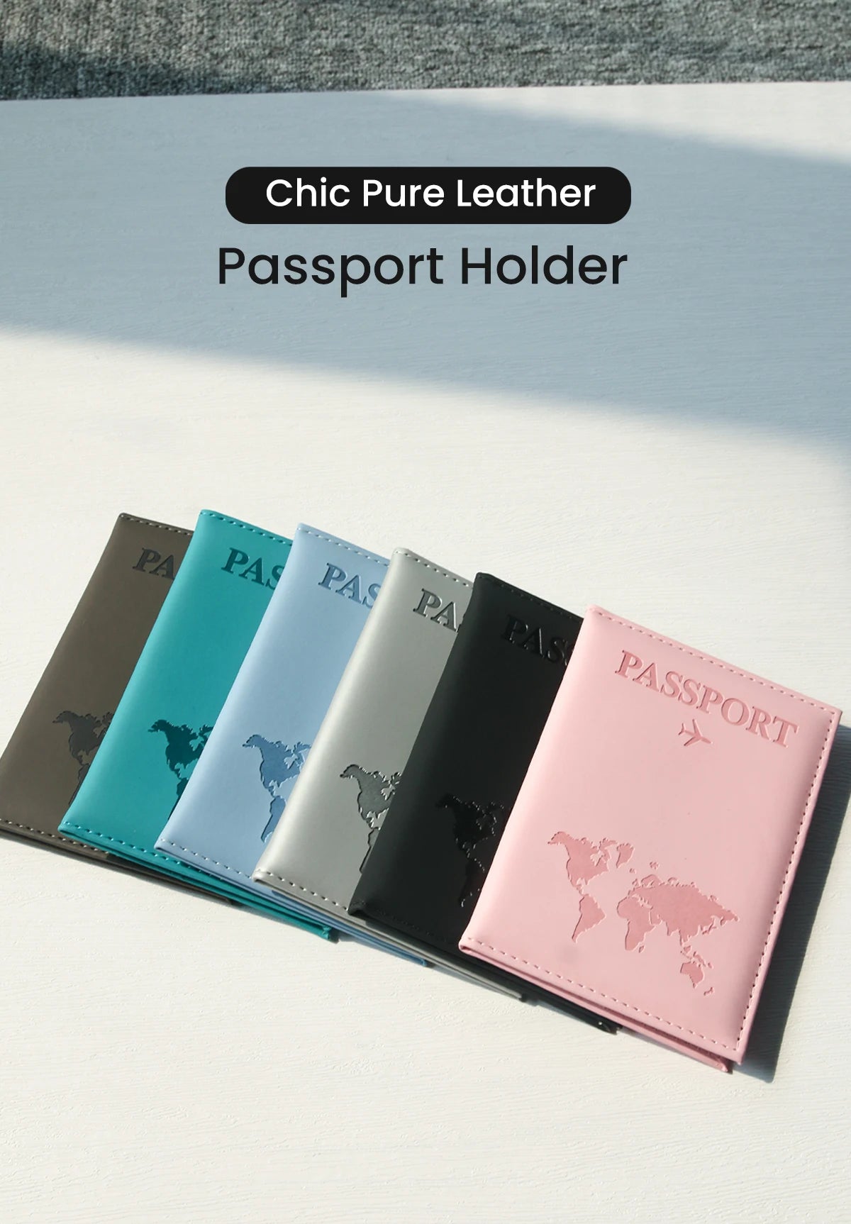 Passport Holder Map PU Passport Cover Travel Essential Cruise Must Have Passport Holders Slim and Portable for Travel