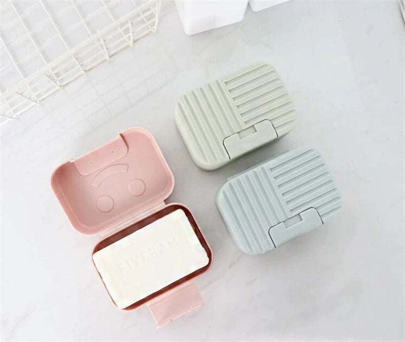 Soap Box Dish Plate with Lid Lock Sealed Travel Hiking Leakproof Container Holder Home Shower Bathroom Storage Cover Case