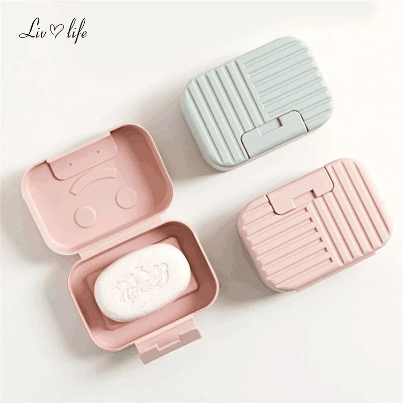 Soap Box Dish Plate with Lid Lock Sealed Travel Hiking Leakproof Container Holder Home Shower Bathroom Storage Cover Case