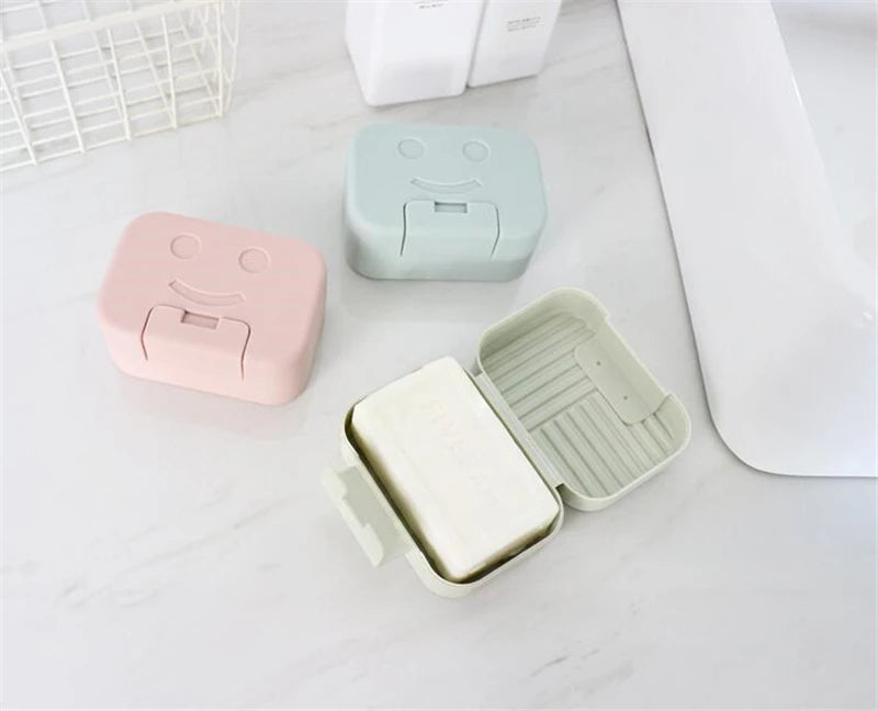 Soap Box Dish Plate with Lid Lock Sealed Travel Hiking Leakproof Container Holder Home Shower Bathroom Storage Cover Case