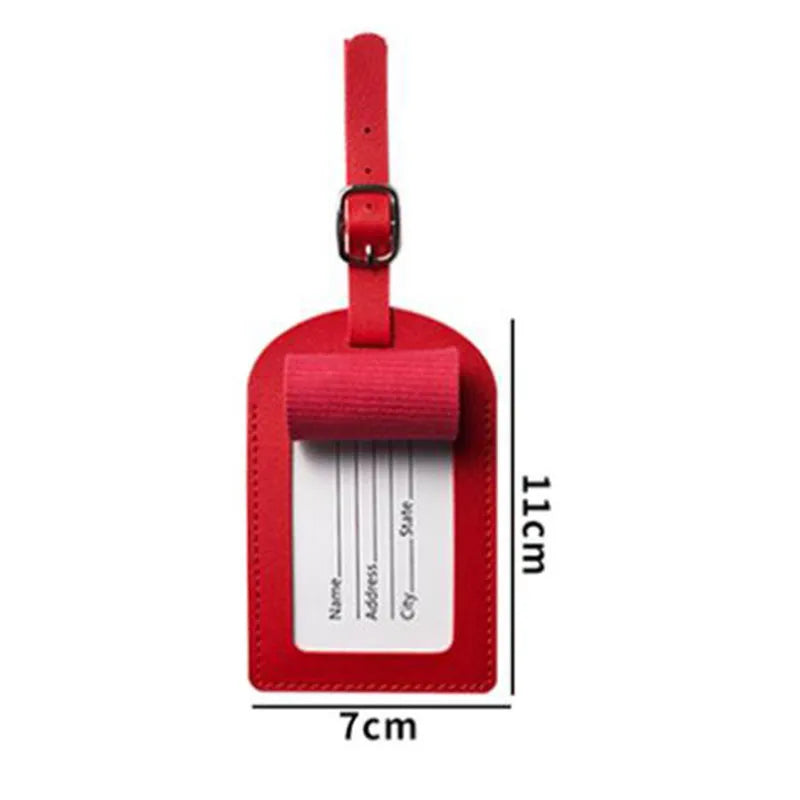 Men Women PU Leather Cute Luggage Tag Suitcase Address Label Baggage Boarding Bag Tag Name ID Address Holder Travel Accessories