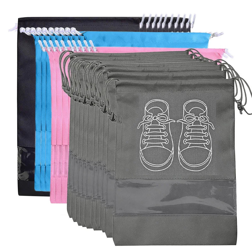 Shoes Storage Organizer Bags Non-woven Travel Portable Closet Bag Waterproof Pocket Clothing Tranparent Hanging Bag