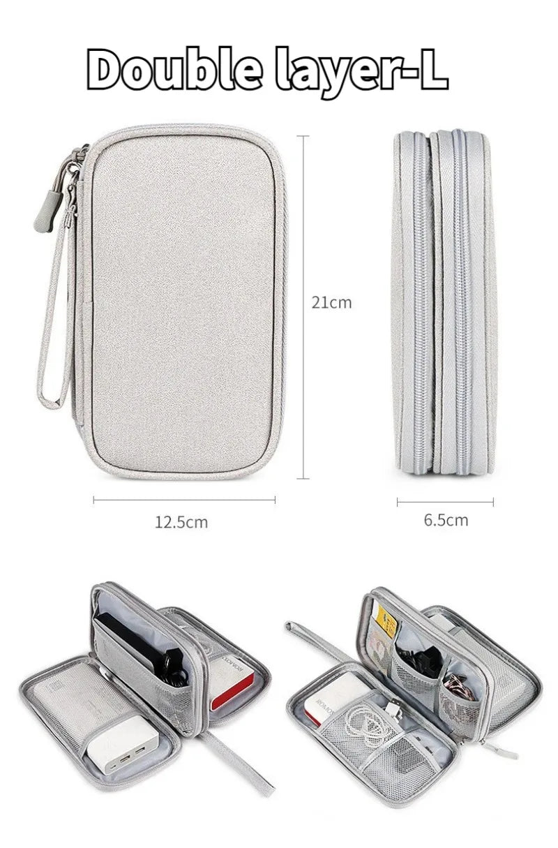 Travel Wallet Passport Holder Multifunctional Data Cable Storage Bag Digital Organizer Waterproof Earphone Protective Cover