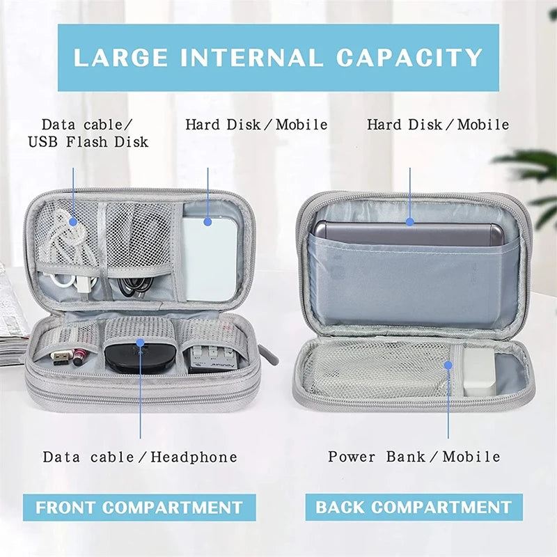 Digital Product Storage Bag Shockproof USB Data Line Charger Plug Organizer Bag Portable Travel Cable Management Cable Organizer