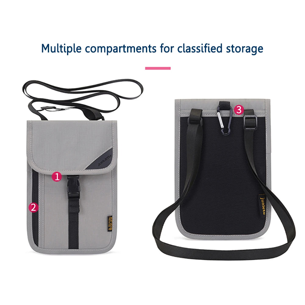 Waterproof Travel Passport Holder Bags Anti-theft Document Storage Bags Nylon Portable RFID ID Credit Card Organizer Neck Pouch