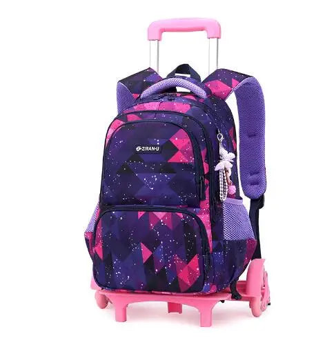 School Rolling Backpack Girls Kids 18 inch 6 Wheels  2 Wheels  Elementary School Bookbag With Trolley Luggage Bag for boys sac