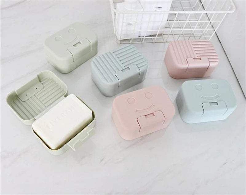 Soap Box Dish Plate with Lid Lock Sealed Travel Hiking Leakproof Container Holder Home Shower Bathroom Storage Cover Case