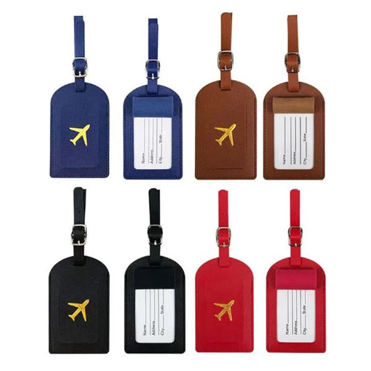 Men Women PU Leather Cute Luggage Tag Suitcase Address Label Baggage Boarding Bag Tag Name ID Address Holder Travel Accessories